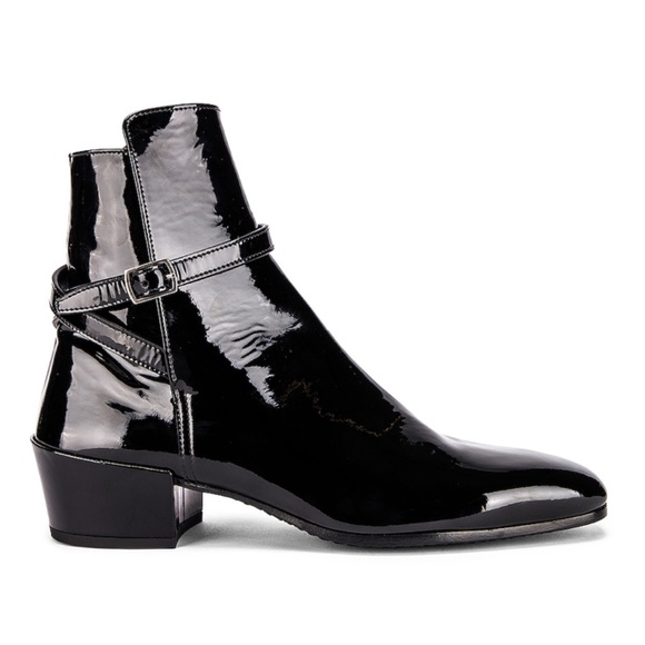 - NEW Saint Laurent Clementi Jodhpur Booties Patent Black 0725